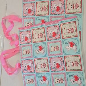 Homegoods TJMaxx Marshalls Valentine Hearts Kitty Cats Bags Set of 2 NWOT